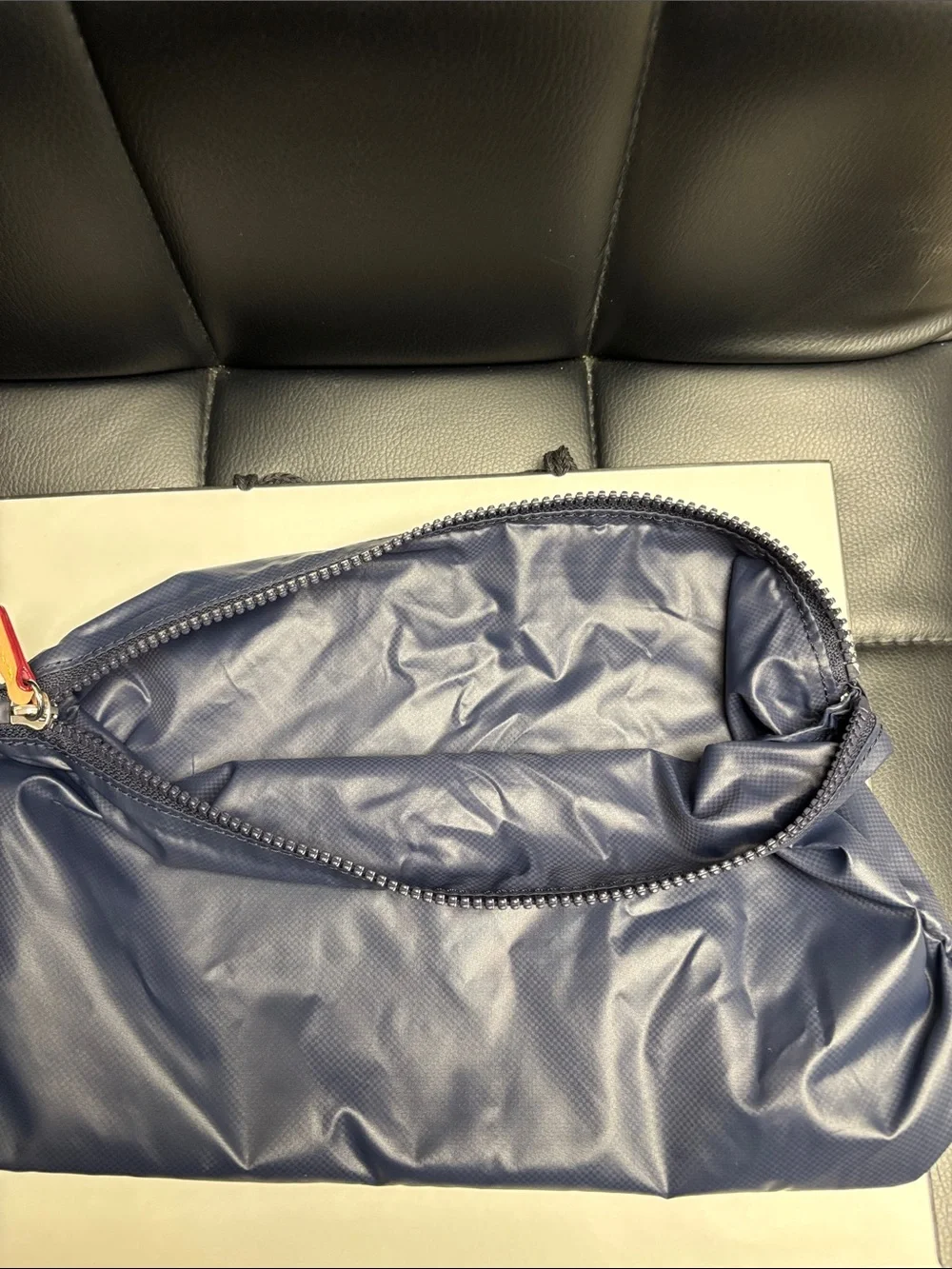 MZ Wallace Navy Zippered Travel Pouch with Leather Accent Brand new